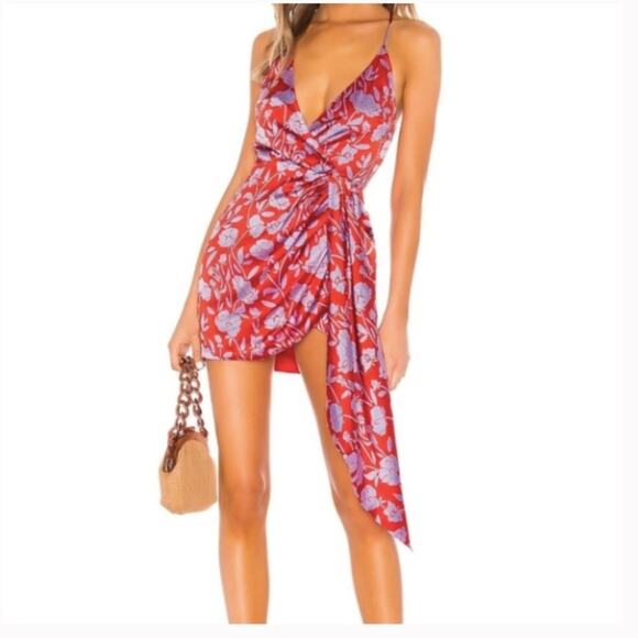 NWT Lovers & Friends Kamala Floral Purple Red Mini Dress Medium - Picture 1 of 7